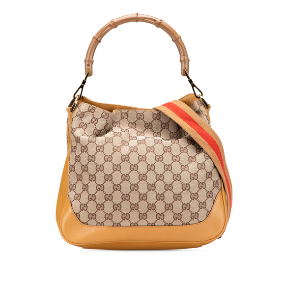 Pre-Loved Gucci GG Canvas Bamboo Web Satchel - Picture 1 of 12